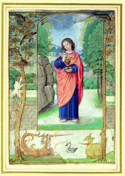 St. Johannes de Evangelist, uit een getijdenboek door Master of the Prayerbook