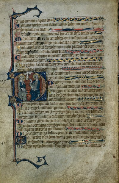 Blad uit een Psalter: Geïllustreerde Initiaal D met De Drie-eenheid, c.1310 door Master of the Queen Mary Psalter