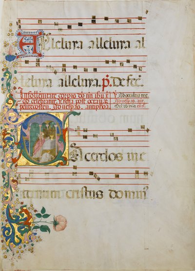 Manuscriptblad met de viering van een mis in een initiaal S..., tweede helft 15e eeuw door Master of the Riccardiana Lactantius