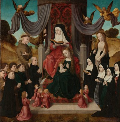 Maagd en kind met Sint Anna en de heiligen Franciscus en Lidwina, met schenkers (Anna Selbdritt) door Master of the Saint John Panels