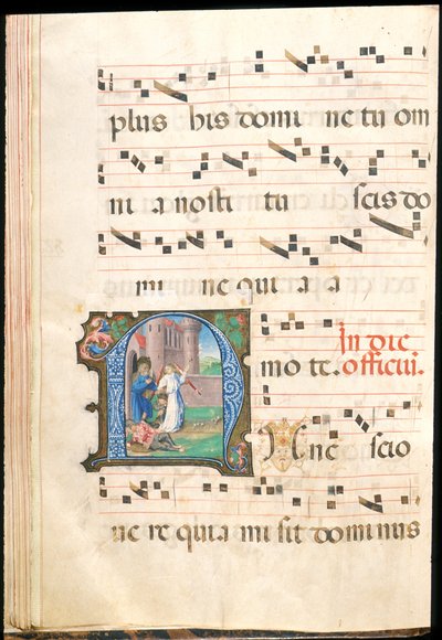 Sint-Pieter bevrijd uit de gevangenis, f.58v uit een graduale, laat 15e eeuw (inkt, tempera & bladgoud op perkament) door Master of the Saluces Hours (attr. to)