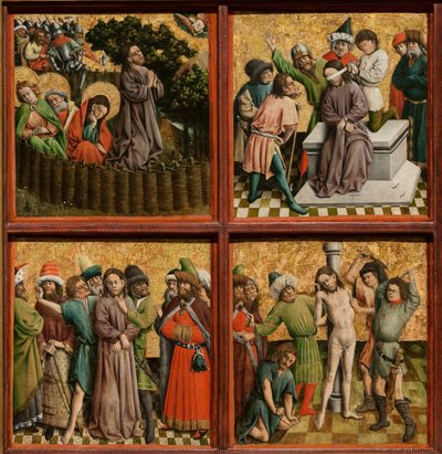 Altaarstuk met De Passie van Christus door Master of the Schlägl Altarpiece