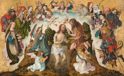 De doop van Christus, ca. 1485-1500 door Master of the St Bartholomew Altarpiece