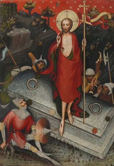 De opstanding. Van het Trebon Altaarstuk door Master of the Trebon Altarpiece