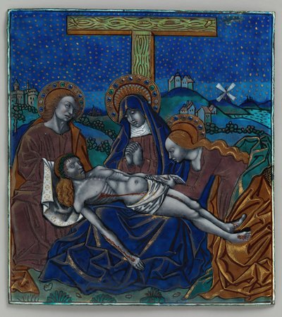 Drieluik Paneel met Pietà, Frans door Master of the Triptych of Louis