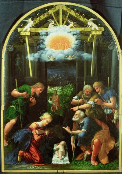 De aanbidding van de herders door Master of the Twelve Apostles