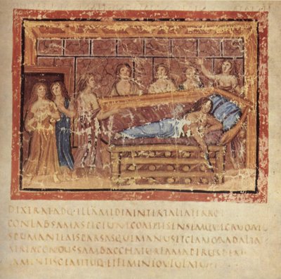 De dood van Dido, ca. 400 door Master of the Vatican Vergil
