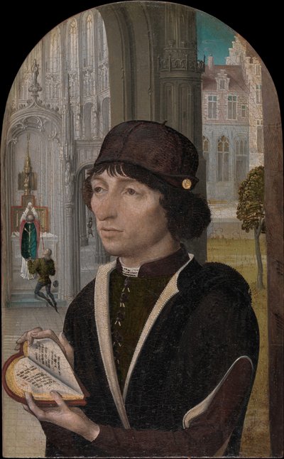 Jonge man met een boek, ca. 1480 door Master of the View of Sainte