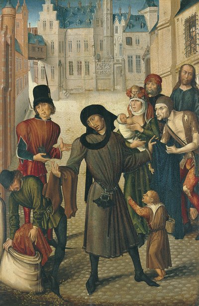 De naakten kleden door Master of the View of St. Gudule