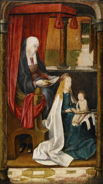 Madonna leert het Christuskind lezen, 1480 door Master of the View of St. Gudule