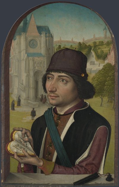 Portret van een jonge man, ca. 1480 door Master of the View of St. Gudule