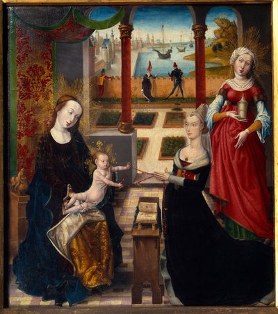 Maagd en Sint Maria Magdalena schilderij door de Meester van het uitzicht op Sainte-Gudule door Master of the View of St. Gudule
