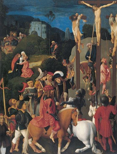 De Kruisiging door Master of the Virgo Inter Virgines