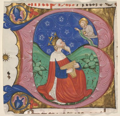 Initiaal "B" (eatus Vir) uit een Koorpsalter, ca. 1430-50 door Master of the Vitae Imperatorum