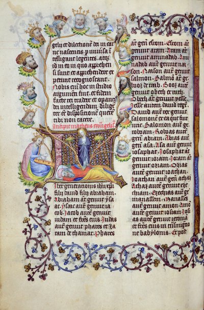Ms 289.3 f.67v De boom van Jesse uit een initiaal, uit het evangelie van Matteüs, Utrecht, c.1425 door Masters of Zweder van Culemborg