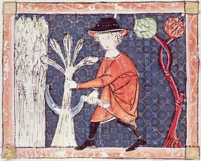 Fol.58v Juli: De Oogst door Matfre Ermengaut