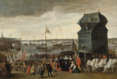 Koningin Marie de Medici Landt in Antwerpen door Matheus Vroom