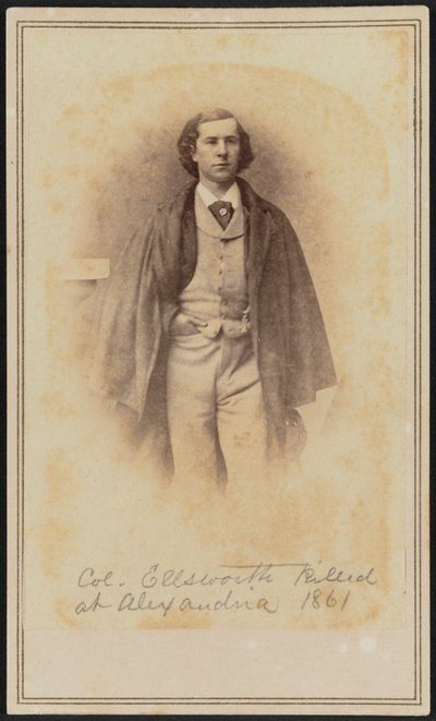 Carte-de-visite portret van Col. Elmer Ephraim Ellsworth, 1861 door Mathew Brady