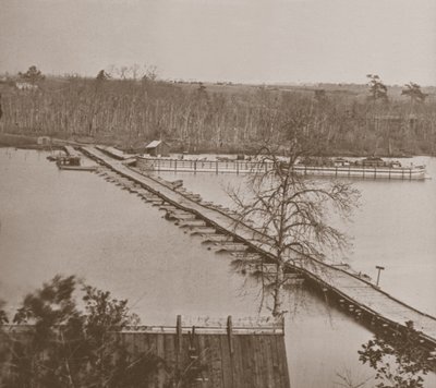 Federale pontonbrug over de Appomattox door Mathew Brady