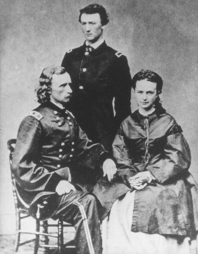 Generaal George A. Custer met zijn vrouw Elizabeth en zijn broer Tom door Mathew Brady