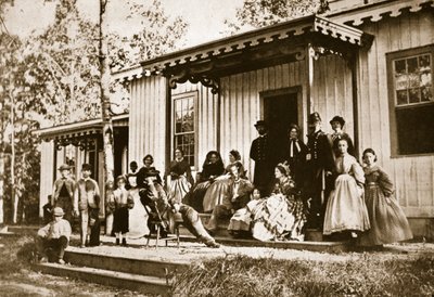 Generaal Heintzelman Ontvangt Vrienden in het Herstelkamp, Alexandria, 1861-65 door Mathew B. Brady