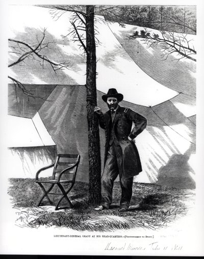Luitenant-generaal Ulysses S. Grant, bij zijn Hoofdkwartier, illustratie uit 