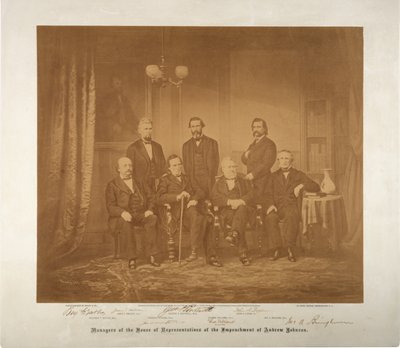 Managers van het Huis van Afgevaardigden van de afzetting, 1868 door Mathew B. Brady