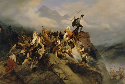 Pater Joachim Haspinger onder de vechtende boeren door Mathias Artaria