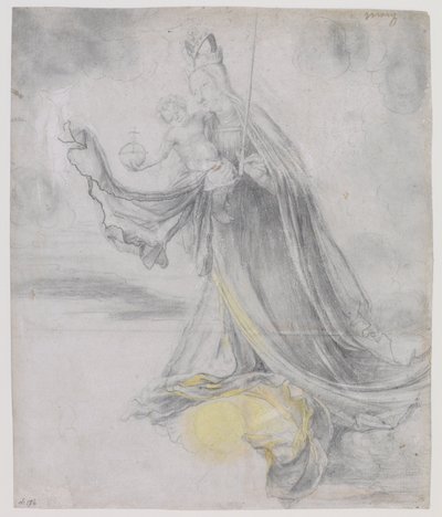 Maagd en kind in de wolken door Matthias Grünewald