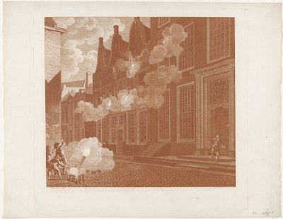 Beschieting van het huis van Lucas van Steveninck, 1787 door Mathias de Sallieth