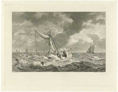 Stranden van de kaag van schipper Klaas Ringels bij Texel, 1778 door Mathias de Sallieth