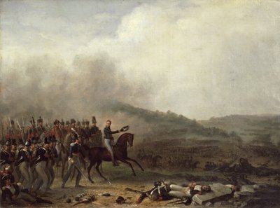 Willem Frederik (1772-1843) Prins van Oranje bij de Slag van Quatre Bras door Mathieu Ignace van Bree
