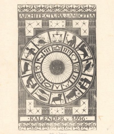 Omslag kalender 1896 door Mathieu Lauweriks