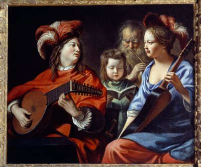 Het concert Een groep muzikanten van barokmuziek door Mathieu Le Nain