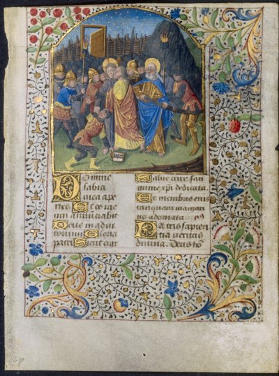 Blad uit een getijdenboek: Het verraad van Christus, ca. 1470-1485 door Maître François