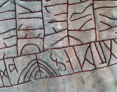 Detail van de runensteen bij Rök, Östergötland, Zweden door Mats Alm
