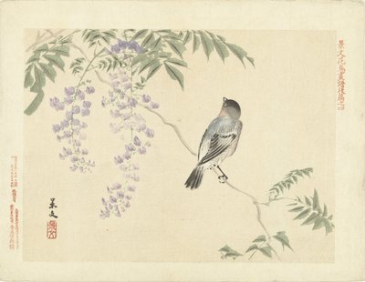 Vogel op wisteriatak door Matsumura Keibun