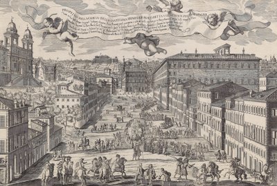 Prospetto della chiesa della Santissima Trinita de Monti detta volgarmente Piazza di Spagnia door Matteo Gregorio de Rossi