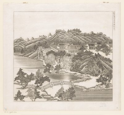 Gezicht op een deel van het keizerlijk zomerpaleis in Chengde (Jehol) te China door Matteo Ripa