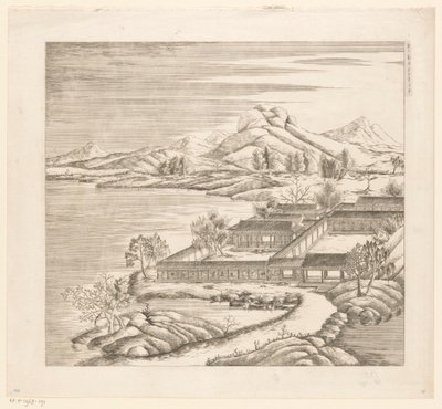 Gezicht op een deel van het keizerlijk zomerpaleis in Chengde (Jehol) te China door Matteo Ripa