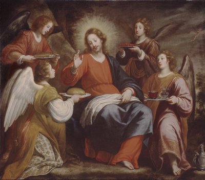 Engelen die Christus dienen in de Wildernis door Matteo Rosselli
