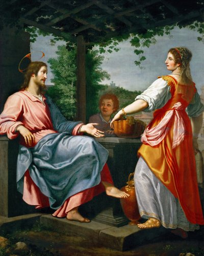 Jezus en de Samaritaanse - Barok: Christus en de Samaritaanse Vrouw door Rosselli, Matteo (1578-1650), ca. 1620. Olie op doek, 241x194. Kunsthistorisch Museum, Wenen door Matteo Rosselli