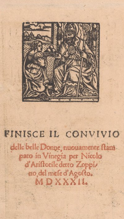Convivio delle Belle Donne, pagina 22 verso, augustus 1532 door Matteo da Treviso