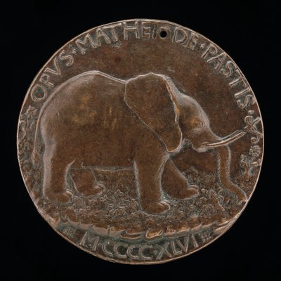De Malatesta-olifant in een weide [achterzijde], 1446 door Matteo di Andrea de Pasti