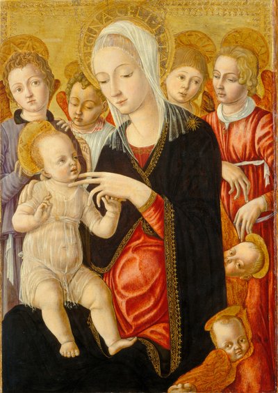 Madonna en Kind met Engelen en Cherubijnen, ca. 1460-1465 door Matteo di Giovanni