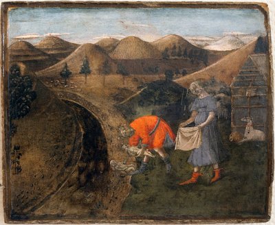 Legende van Romulus en Remus: Romulus en Remus verzameld door de herder Faustulus door Matteo di Giovanni di Bartolo
