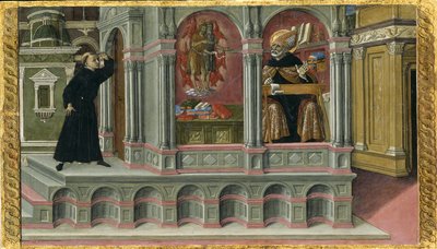 Visioen van Sint Augustinus van de Heiligen Hiëronymus en Johannes de Doper door Matteo di Giovanni di Bartolo