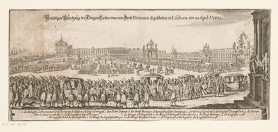 Vertrek van Catharina van Bragança naar Engeland, 20 april 1662 door Matthäus Merian (II)