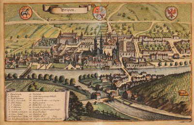 Uitzicht op Brixen gekleurd door Matthaus Merian