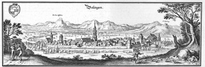Balingen - uittreksel uit Topographia Sueviae (Schwaben) door Matthaus Merian